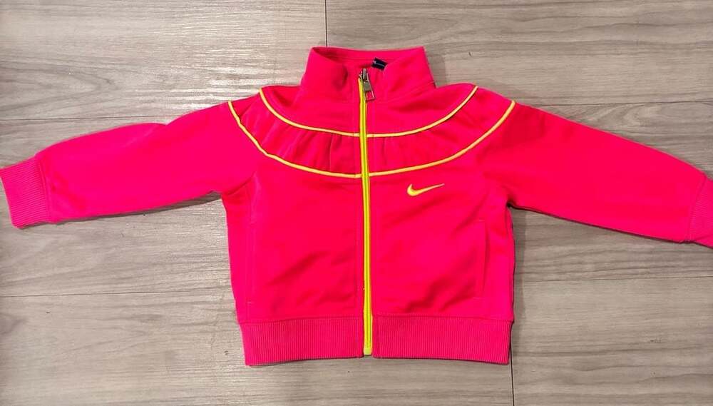 Nike Full Zip Track Jacket Size 12M Pink Yellow Trim